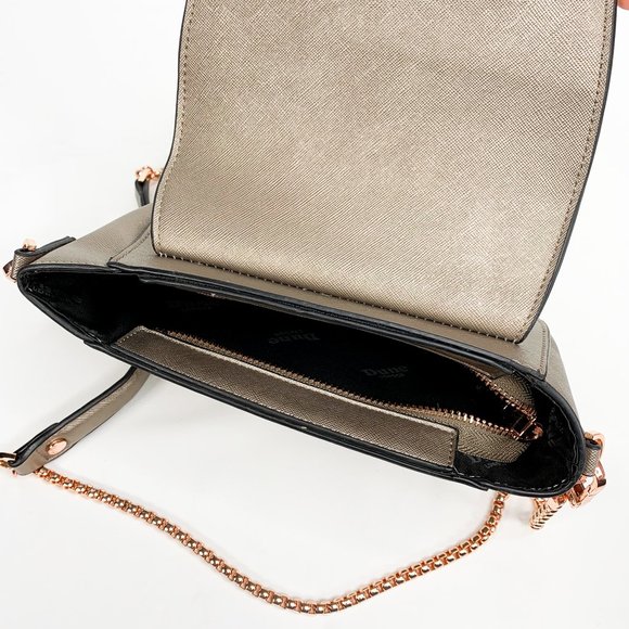 Dune London Bags Dune London Pewter Bronze Flap Crossbody Bag